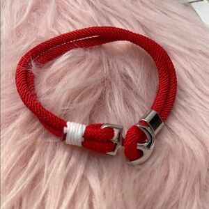 Red Rope Bracelet with Silver Clasp